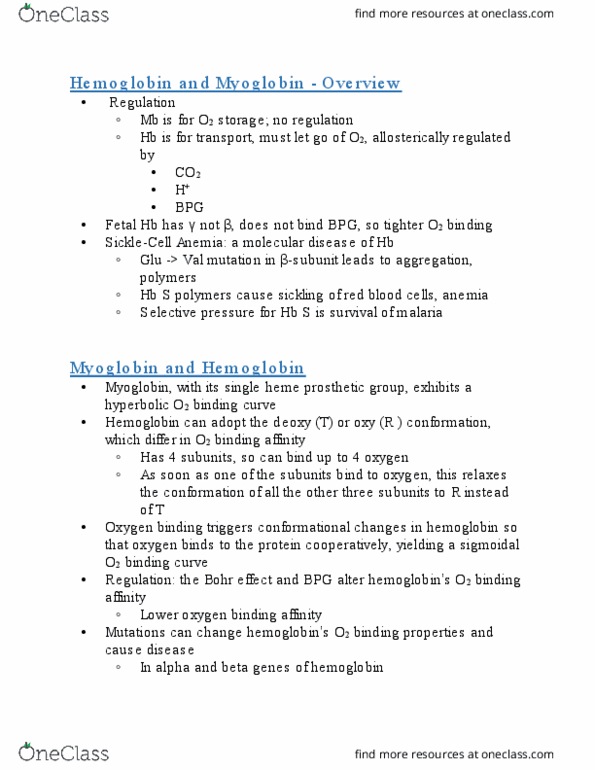 BICH 410 Lecture Notes - Lecture 7: Structural Level, Porphyrin, Fetus thumbnail
