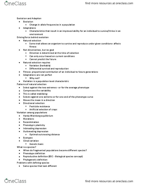 BISC302 Lecture Notes - Lecture 4: Polyploid, Character Displacement, Reproductive Isolation thumbnail