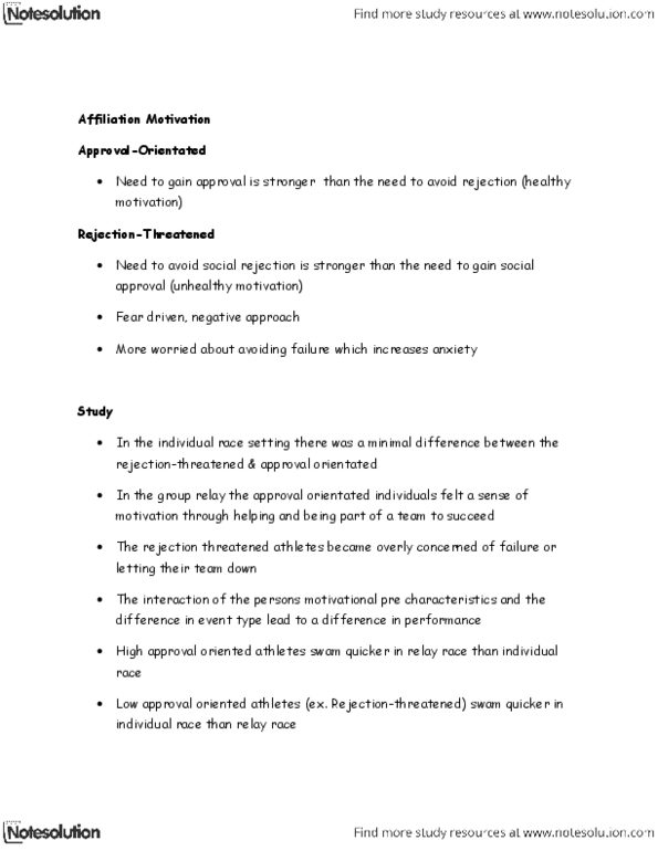 PEDS303 Lecture Notes - Lecture 12: Relay Race, Negative Approach, Normative Social Influence thumbnail