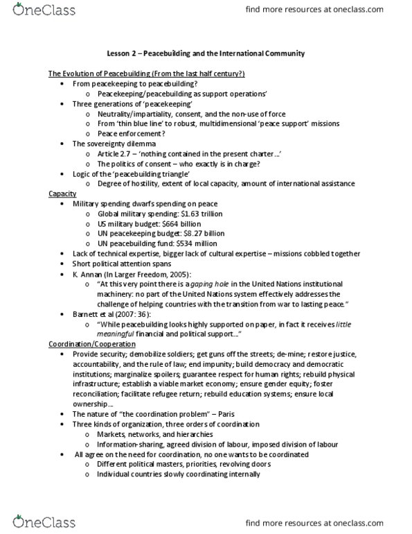 GS335 Lecture Notes - Lecture 2: Peacebuilding, Peace Enforcement thumbnail