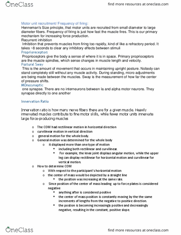 PHSL-P 416 Lecture Notes - Lecture 18: Alpha Motor Neuron, Muscle Spindle, Proprioception thumbnail