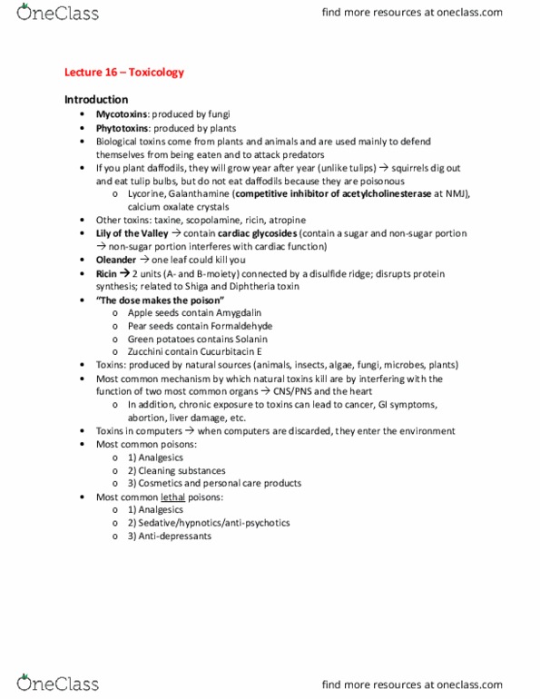 PHAR 300 Lecture Notes - Lecture 16: Arsenic, Malathion, Exposure Assessment thumbnail