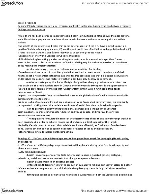 GGR353H5 Lecture Notes - Lecture 3: Health Policy, Health Canada, Economic Globalization thumbnail