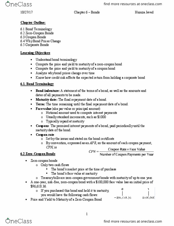 FIN 300 Lecture Notes - Lecture 6: Weighted Arithmetic Mean, Effective Interest Rate, Negative Number thumbnail