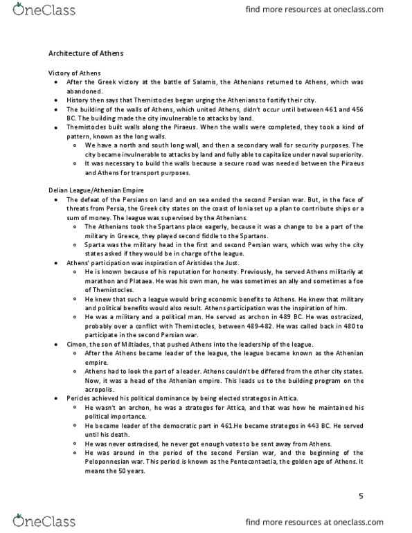 CLCV 1002 Lecture Notes - Lecture 11: Ictinus, Mnesikles, Phidias thumbnail