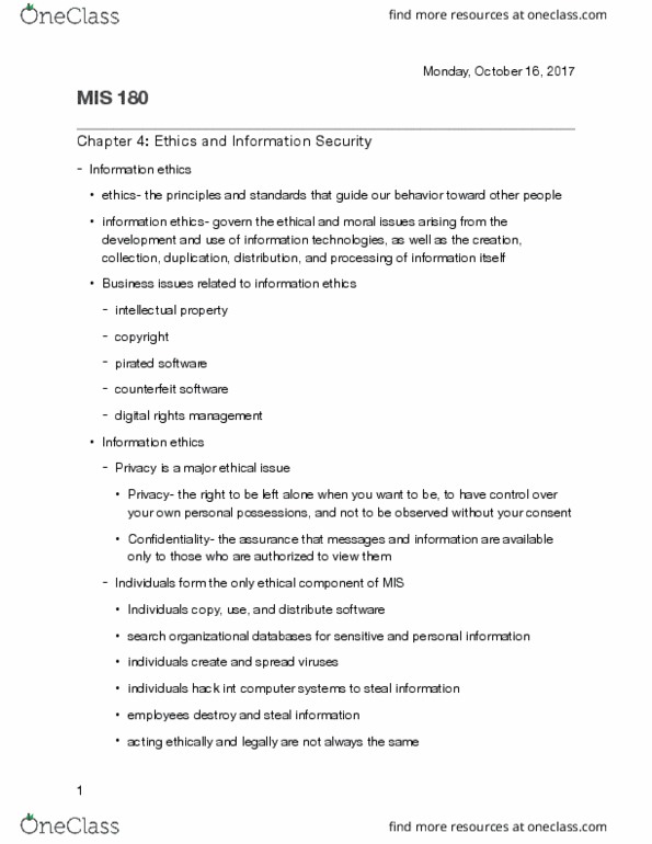 MIS 180 Lecture Notes - Lecture 4: Keystroke Logging, Anti-Spam Techniques, Public-Key Cryptography thumbnail