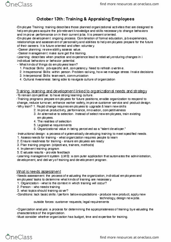 Management and Organizational Studies 1021A/B Lecture Notes - Lecture 4: Balanced Scorecard, Diversity Training, Employee Monitoring thumbnail