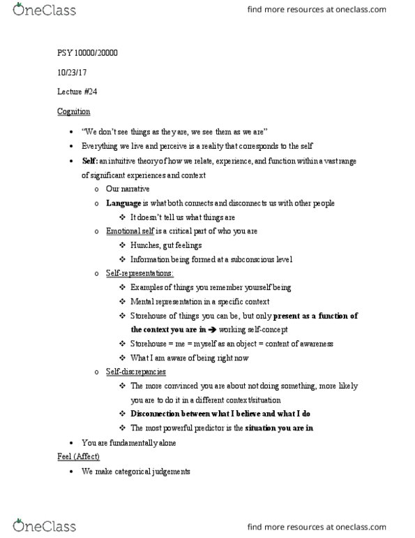 PSY10000 Lecture Notes - Lecture 24: Mindset, Homeostasis, Mental Representation thumbnail