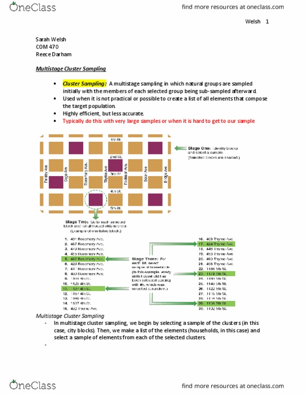 COM 470 Lecture Notes - Lecture 14: Core Sample, Survey Sampling, Sampling Frame thumbnail