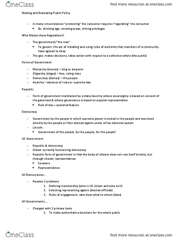 FHCE 5100 Lecture Notes - Lecture 6: National Security, Public Choice, Oligarchy thumbnail