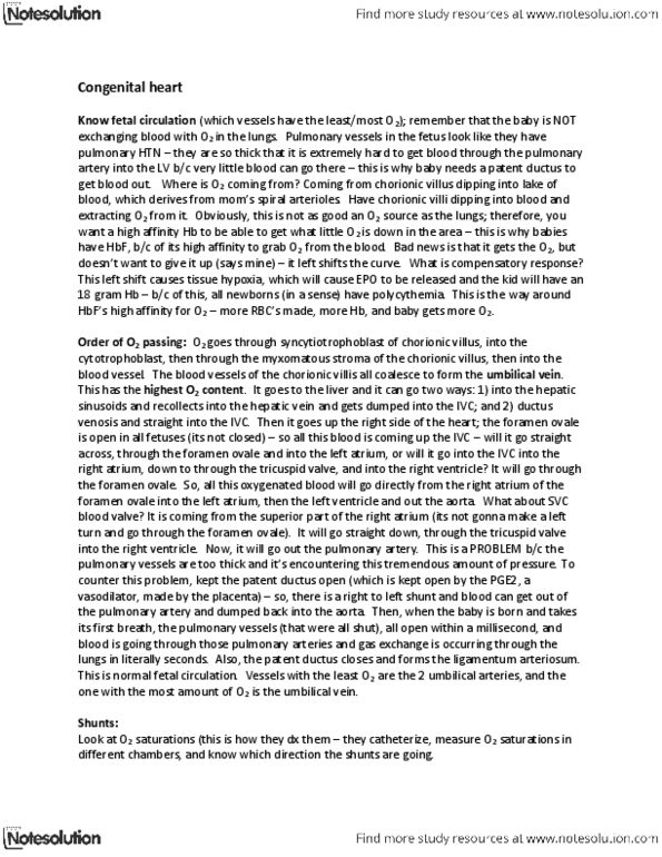 NURS 203 Lecture Notes - Pulmonary Artery, Chorionic Villi, Pulmonary Vein thumbnail