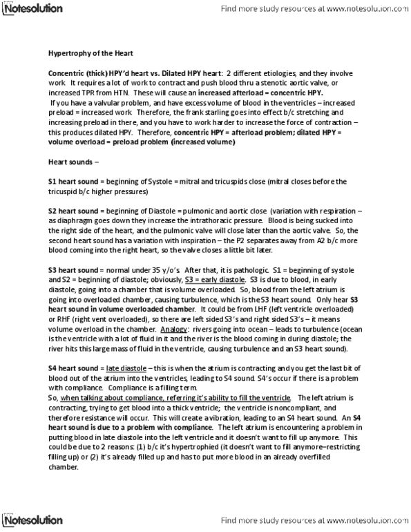 NURS 203 Lecture Notes - Pulmonic Stenosis, Mitral Valve Stenosis, Aortic Stenosis thumbnail