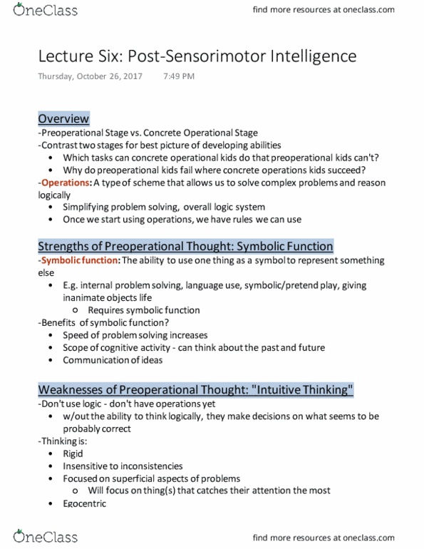 PSYCH 2AA3 Lecture Notes - Lecture 6: Egocentrism thumbnail