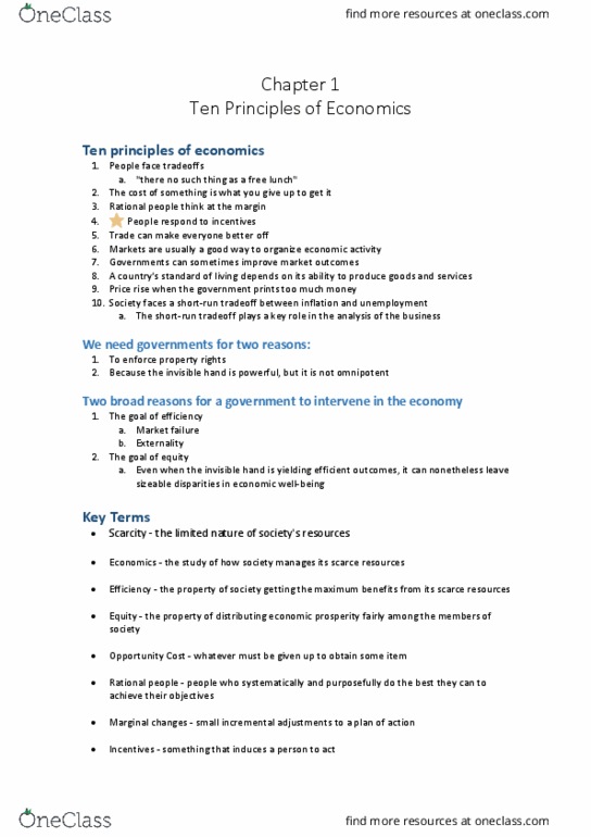 ECO 1102 Lecture Notes - Lecture 1: Business Cycle, Invisible Hand, Omnipotence thumbnail