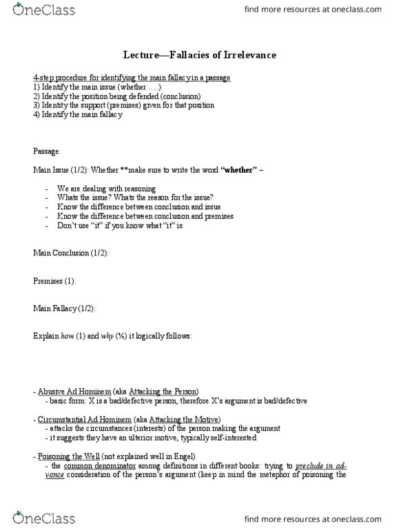 MODR 1770 Lecture Notes - Lecture 1: Phidias, Cles, False Dilemma thumbnail