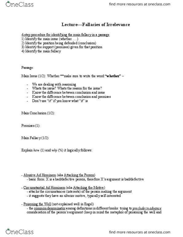 MODR 1770 Lecture Notes - Lecture 1: False Dilemma, Baculum, Circular Reasoning thumbnail