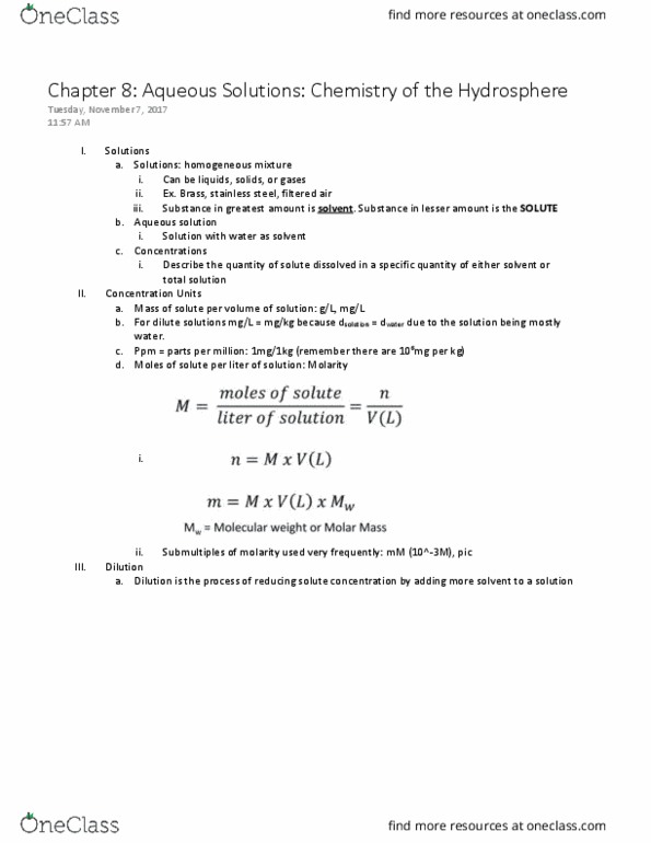 CHEM 1211 Lecture Notes - Lecture 12: Chemical Equation, Standard Solution, Electrical Network thumbnail