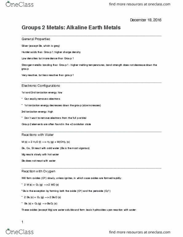 CHM 2353 Lecture Notes - Lecture 11: Covalent Bond, Magnesium Oxide, Hard Water thumbnail