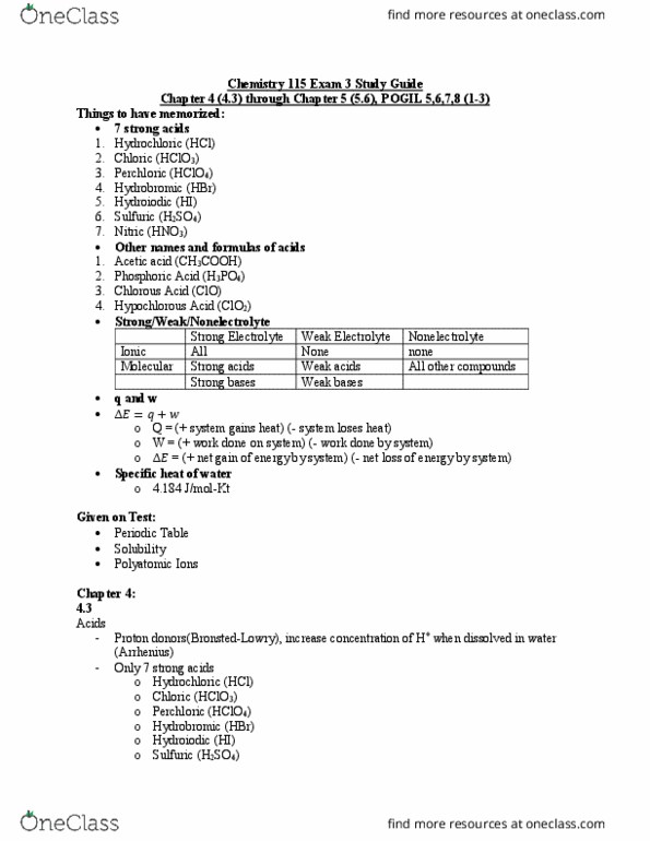 Chemistry 115 Practice Problems Writing Balancing Chemical Equations ...