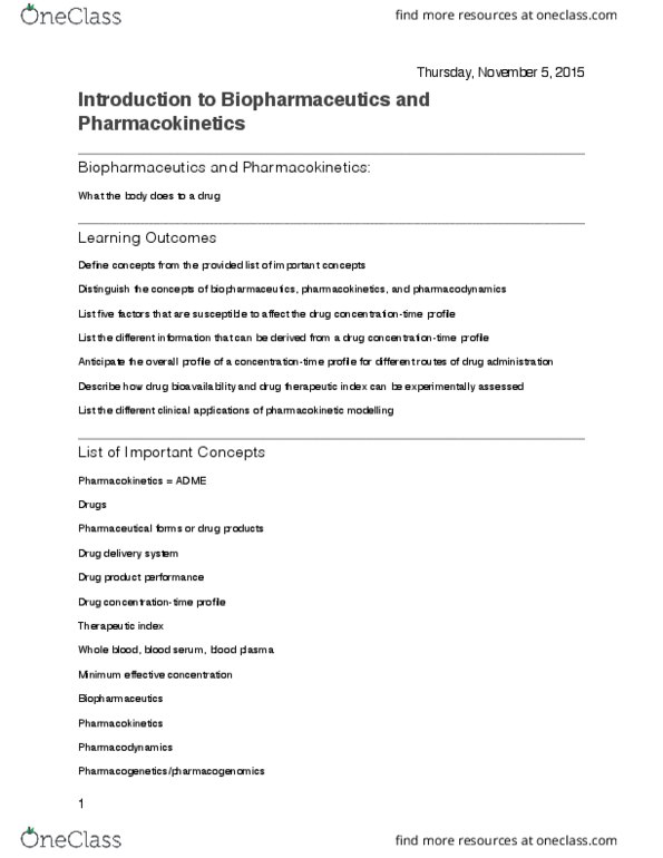 BPS 2110 Lecture Notes - Lecture 10: Nitroglycerin, Pharmacogenetics, Lipophilicity thumbnail