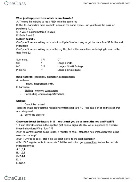 CSE 141 Lecture Notes - Lecture 10: Instrumental Case, Clock Signal thumbnail