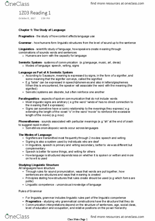 LINGUIST 1Z03 Chapter Notes - Chapter 1: Language Acquisition Device, Tabula Rasa, Flight Attendant thumbnail