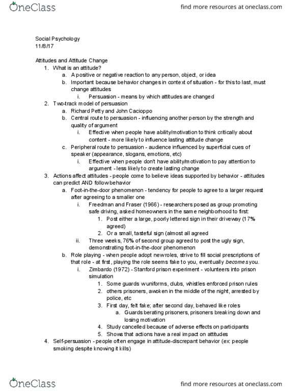 PSY 101 Lecture Notes - Lecture 16: Leon Festinger, Physical Attractiveness, Baseball Statistics thumbnail