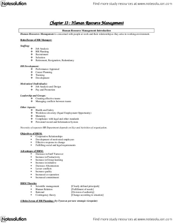 MGST 391 Lecture Notes - Job Analysis, Scientific Management, Absenteeism thumbnail