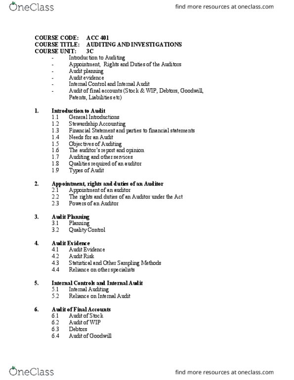 ACCT 401 Chapter Notes - Chapter 2: Audit Evidence, System 6, Financial Statement thumbnail