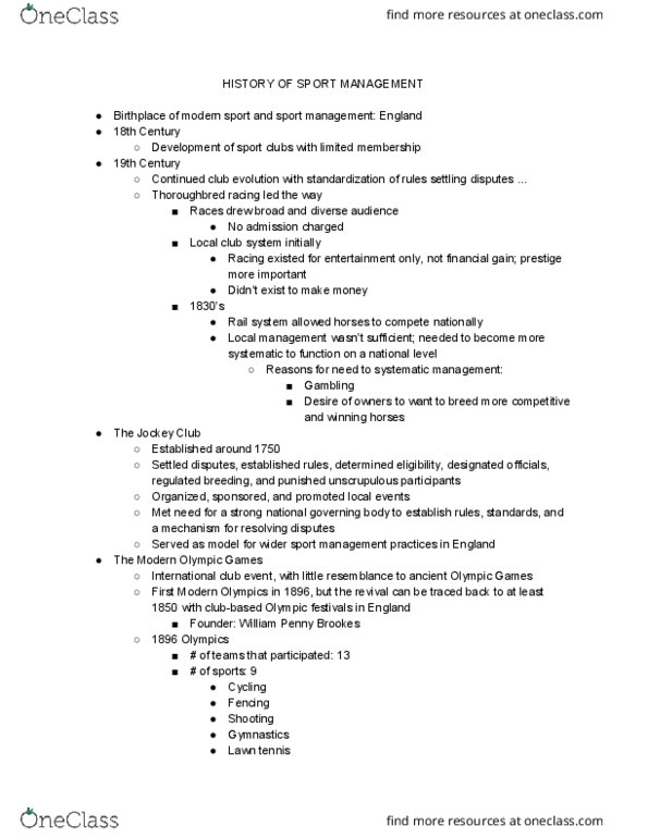 SMT 110 Lecture Notes - Lecture 1: Harness Racing, William Hulbert, William Penny Brookes thumbnail