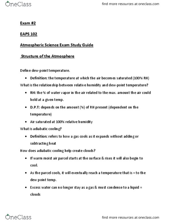 EAPS 10200 Lecture Notes - Lecture 19: Fluid Parcel, Dew Point thumbnail