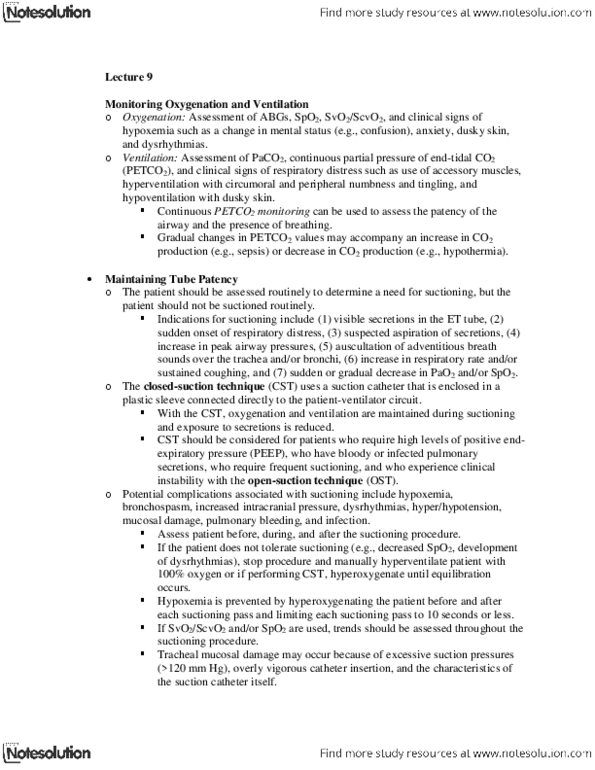 NURS 287 Lecture Notes - Lecture 9: Petco, Intracranial Pressure, Intravenous Therapy thumbnail