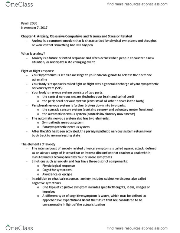 Psychology 2030A/B Chapter Notes - Chapter 4: Body Dysmorphic Disorder, Psycho Surgery, Muscle Dysmorphia thumbnail