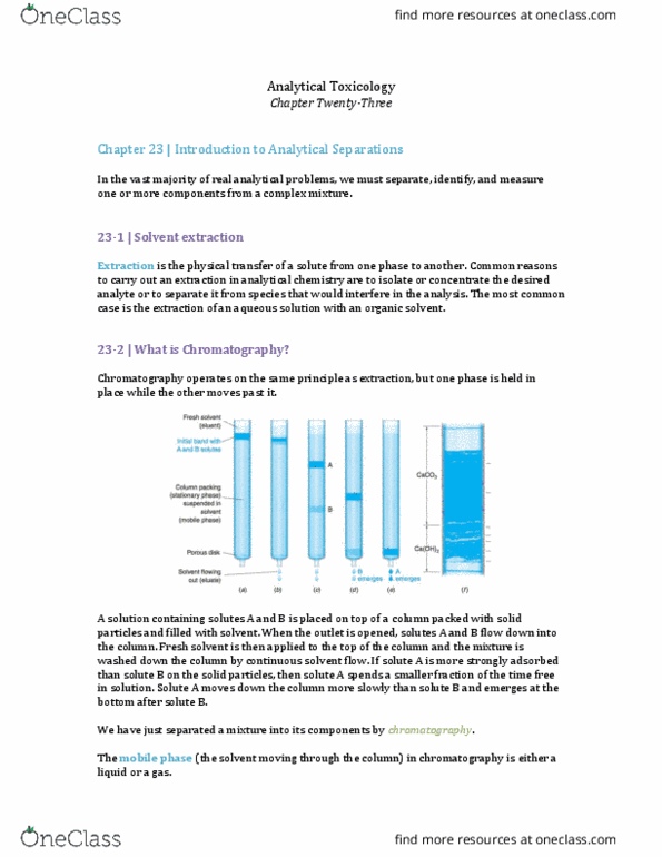 TOX 3300 Chapter Notes - Chapter 23: Gel Permeation Chromatography, Volumetric Flow Rate, Peaks thumbnail