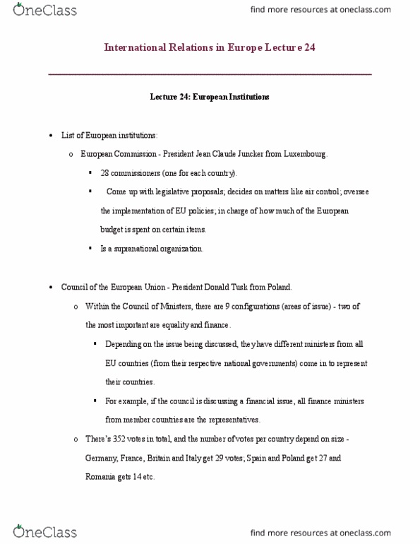 CAS IR 250 Lecture Notes - Lecture 24: Jean-Claude Juncker, Donald Tusk, President Of The European Commission thumbnail