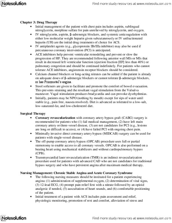 NURS 287 Chapter Notes - Chapter 3: Left Coronary Artery, Angiotensin Ii Receptor Blocker, Coronary Circulation thumbnail