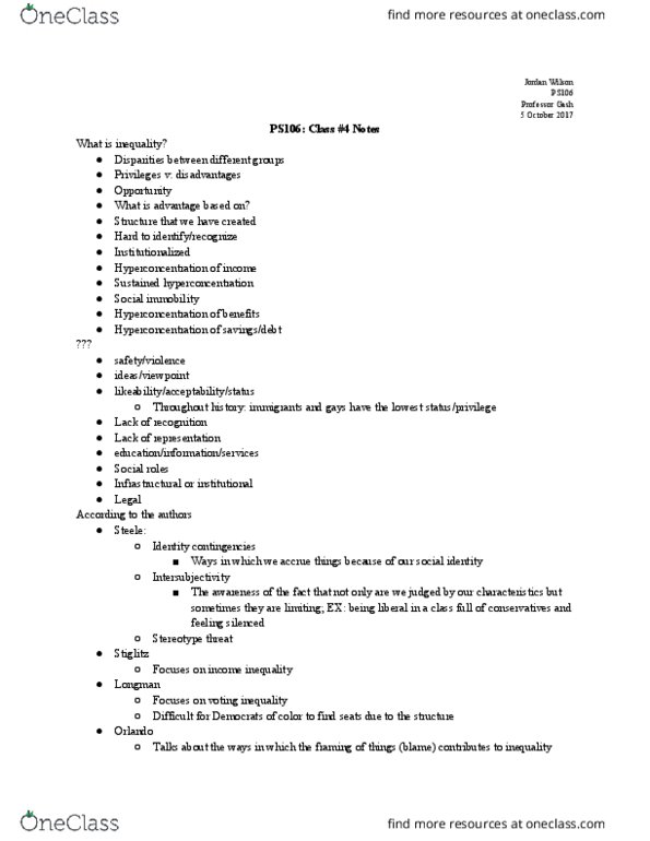 PS 106 Lecture Notes - Lecture 4: Stereotype Threat, Intersubjectivity thumbnail