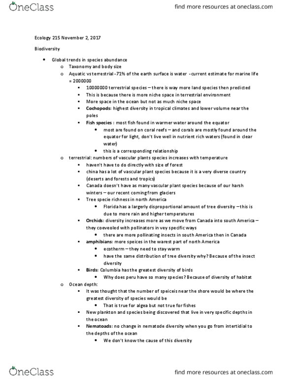 BIOL 215 Lecture Notes - Lecture 12: Climate Change, Evapotranspiration, Vascular Plant thumbnail