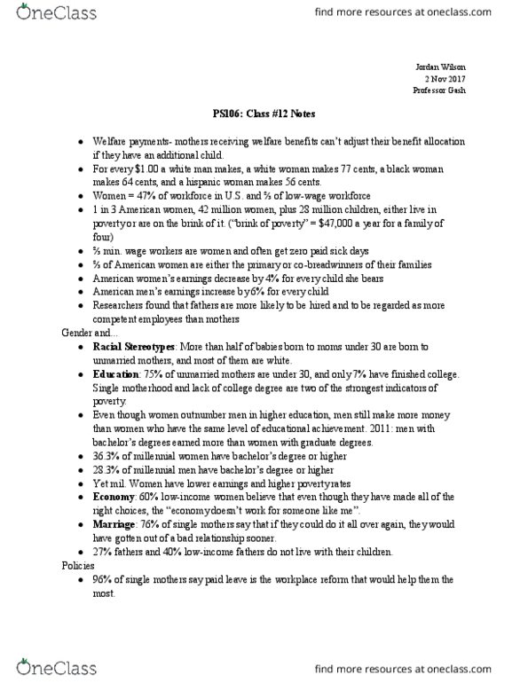 PS 106 Lecture 12: PS106- Class #12 Notes thumbnail