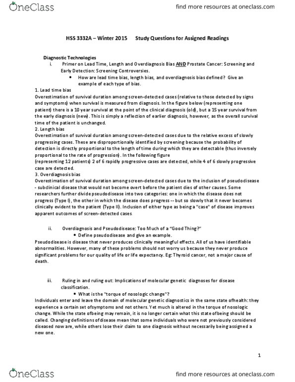 HSS 3332 Lecture Notes - Lecture 3: Genetic Counseling, Overdiagnosis, Thyroid Cancer thumbnail