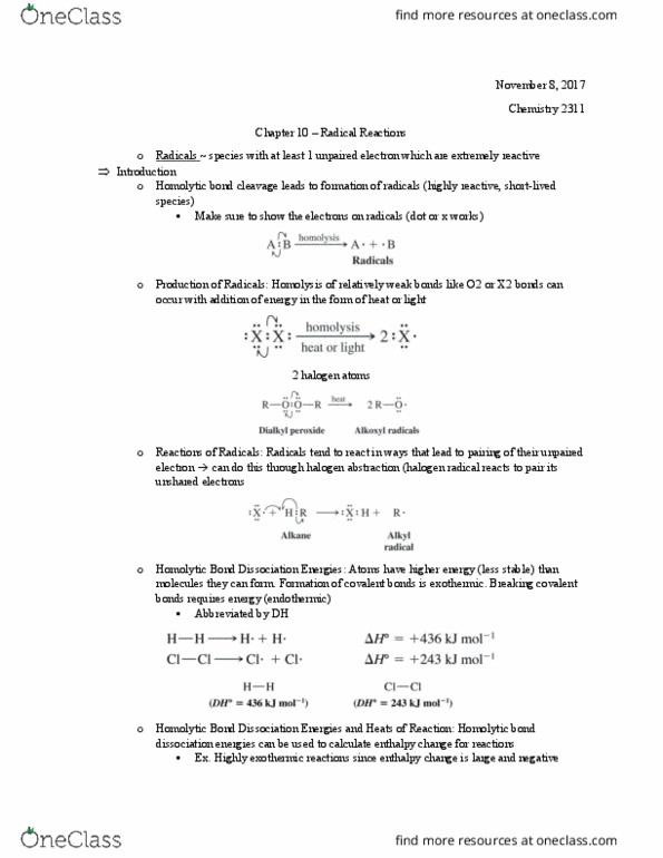 CHEM 2311 Lecture Notes - Lecture 24: Fluorine, Bromine, Propyl Group thumbnail