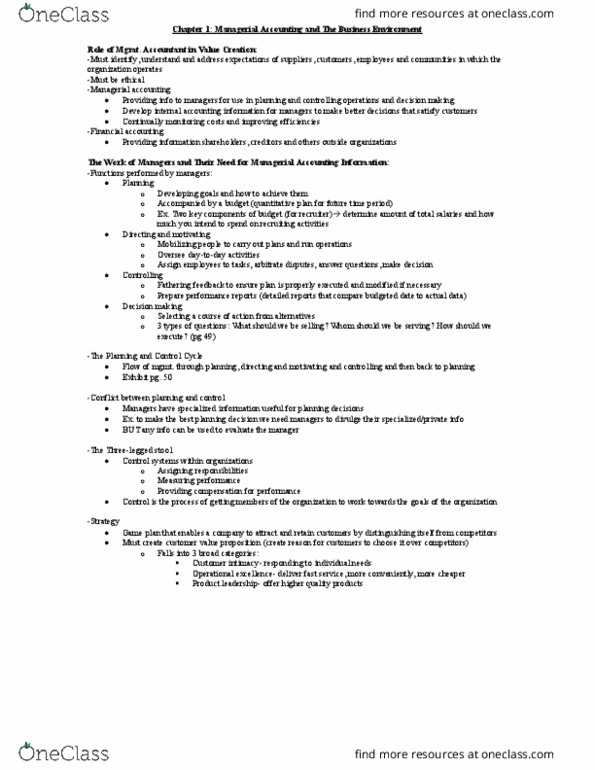 Management and Organizational Studies 3370A/B Lecture Notes - Lecture 1: Problem Solving, Operational Excellence, Management Accounting thumbnail