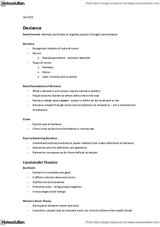 SOCI 100 Lecture Notes - Ritualism In The Church Of England, Differential Association, Labeling Theory thumbnail