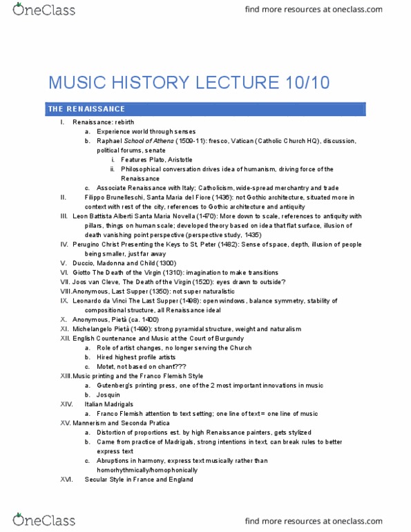 MUSIC 308A Lecture Notes - Lecture 9: Counter-Reformation, Indulgence, Florence Cathedral thumbnail