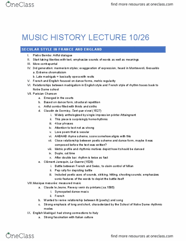 MUSIC 308A Lecture 14: Secular Style in France and England thumbnail