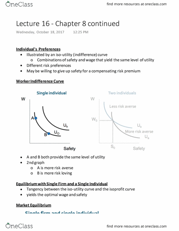 ECON 2A03 Lecture Notes - Lecture 16: Tangent, Indifference Curve, Risk Premium thumbnail