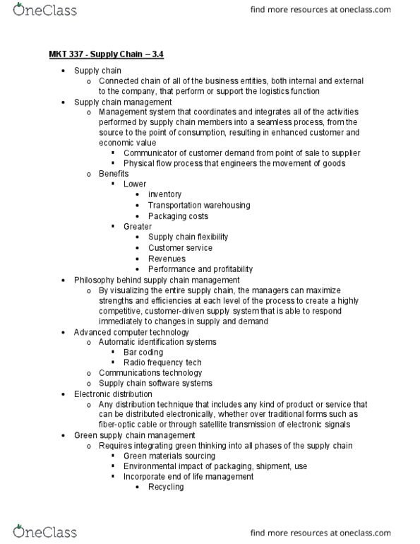 MKT 337 Lecture Notes - Lecture 21: Order Processing, Radio Frequency, Optical Fiber thumbnail