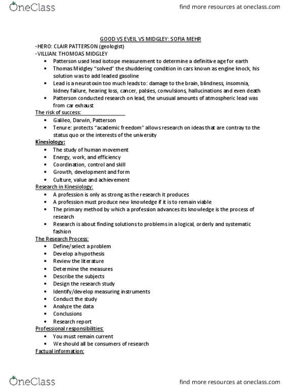 KINE 2049 Lecture Notes - Lecture 4: Randomized Controlled Trial, Experiment, Amorality thumbnail