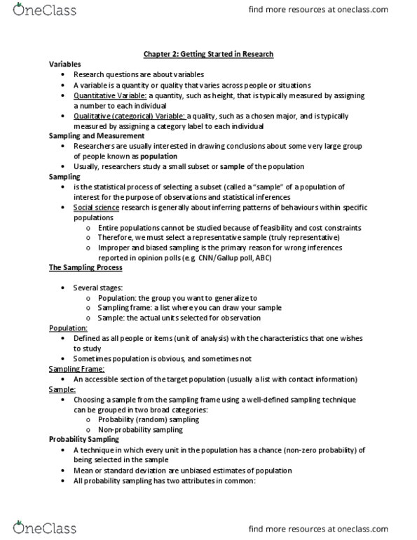 KINE 2049 Chapter Notes - Chapter 2: Multistage Sampling, Royal Institute Of Technology, Quota Sampling thumbnail