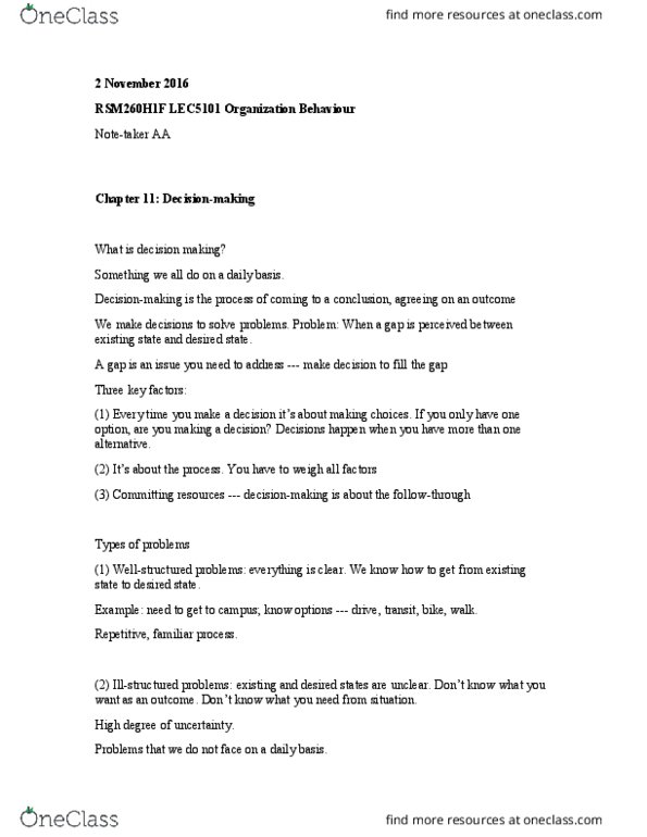 IRE260H1 Lecture Notes - Lecture 8: Satisficing, Stereotype, Group Cohesiveness thumbnail